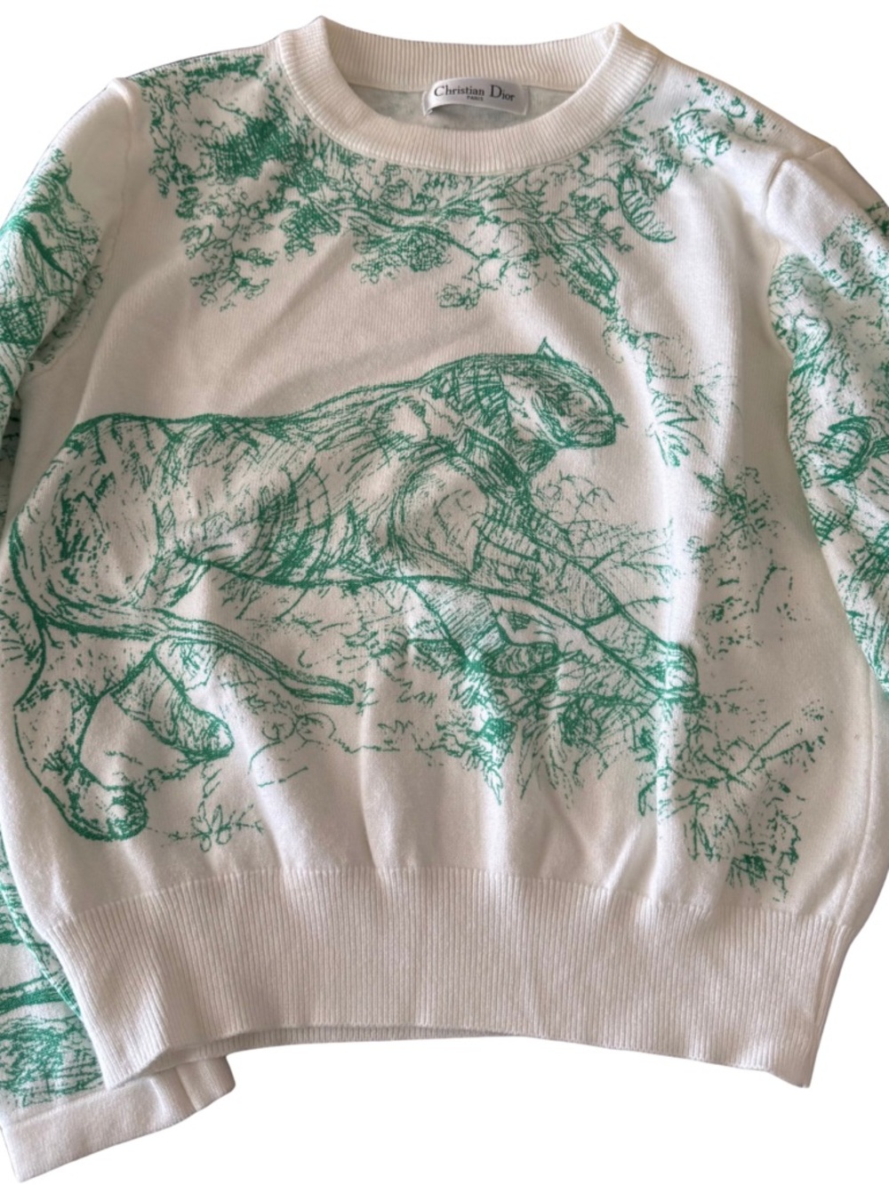 Dior Green and White Toile Crewneck Sweater